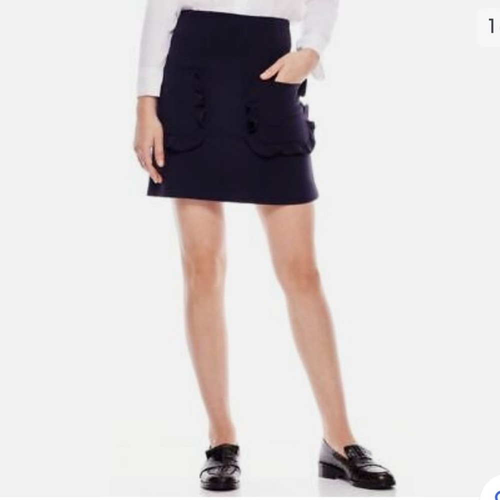 NWT Sandro Blue Ruffled with Pockets Mini Skirt